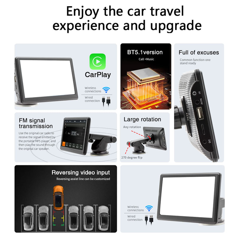 7in Car MP5 Player Touch Screen Bluetooth Car Stereo with 12 LED Backup Camera for Auto FM Radio Receiver