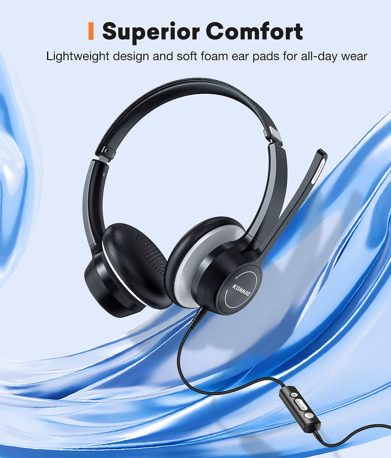 [AUSTRALIA] - USB Headset with Microphone, 3.5mm Wired Computer Headsets with Noise Cancelling Microphone, Stereo Headphones with MIC for PC, in Line Controls, Work Headset for Skype Zoom Tablet Laptop 