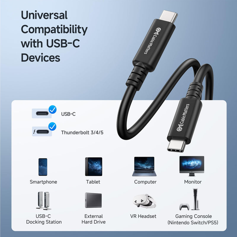 Cable Matters 20Gbps Long USB4 Cable, 9.8ft | [8K@30Hz / 4K@120Hz Video, 240W Charging, 20Gbps Data Transfer] USB 4 Cable Compatible with Thunderbolt 4, MacBook, XPS 9.8 Feet