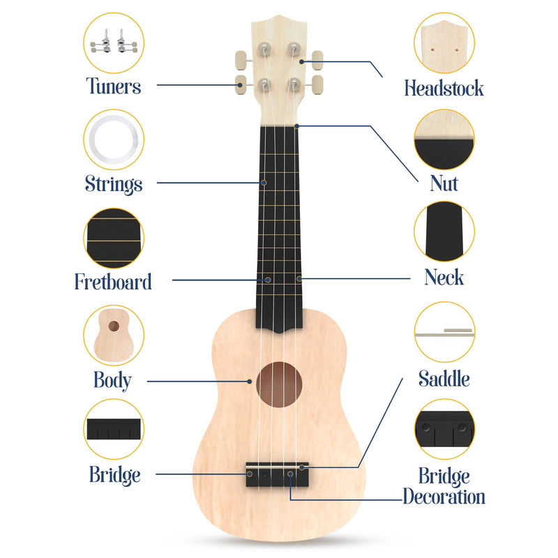 DIY Ukulele Kit Soprano (21inch) Build Your Own Guitar Kit with our Ukuleles Guitar Build Kit. DIY Ukelele Kit has 33 Pieces for all DIY Guitar needs. Guitar diy kit great to Build Your Own Ukulele