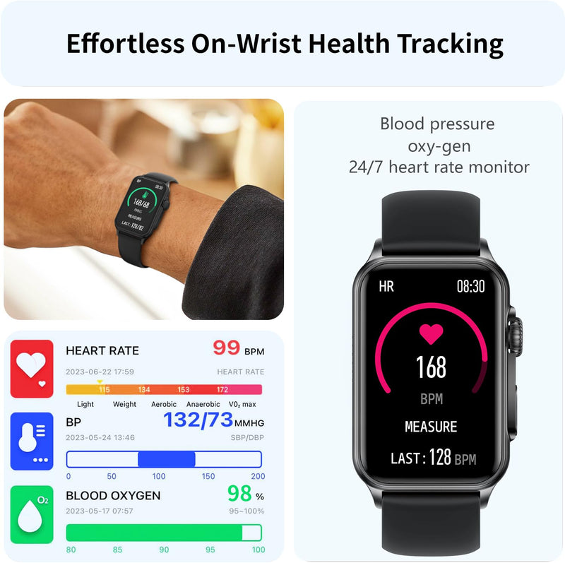 FITVII Fitness Tracker for Women Men, Health and Fitness Wearable with 24/7 Heart Rate, Blood Pressure and Sleep Monitor, Subscription Free Activity Tracker for Android & iPhone