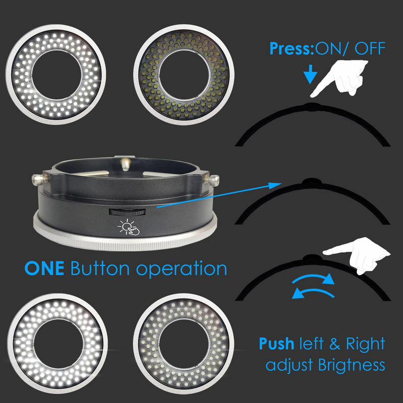 Polarized Microscope Light Anti Glare LED Ring Illuminator, USB Adjustable 96 LED Ring Light for Industry Monocular Binocular Trinocular Stereo Microscope Camera for PCB Repair 96 Polarized