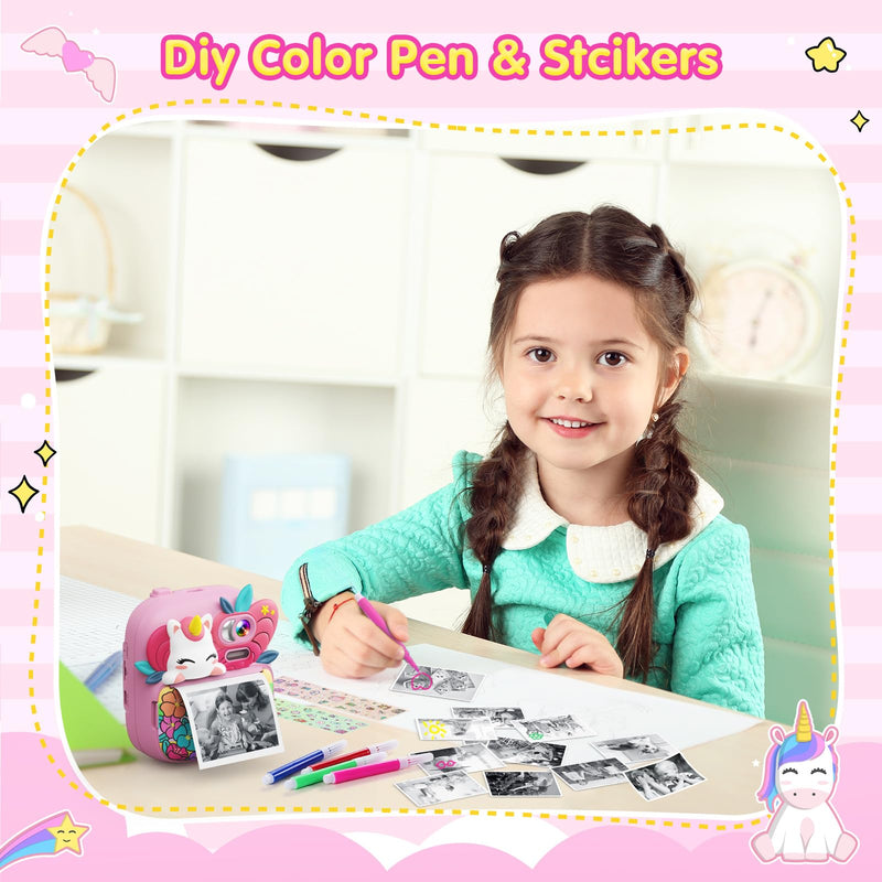 Kids Camera Instant Print, Camera for Kids with Printable Photos, Toddler Camera Toys for Children Ages 3-14, Digital Camera Birthday Gifts for Girls 4 5 6 7 8 9 10 11 12 13 Years Old Pink