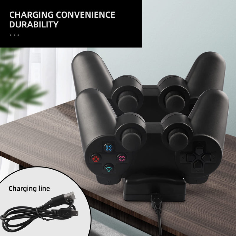 PS3 Controller Charger Station, Charging Dock for Sony Playstation 3 Original Wireless Dual Controller and Move Controller with LED Light Indicator and Charging Cable