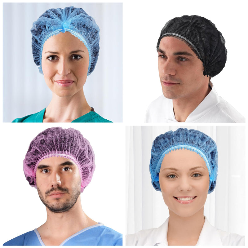 Vabrloy Pack of 100 Hair Nets, 53.3 cm Hair Nets Scalp, Surgical Cap, Hair Cap Made of Disposable Fabric, Bouffant Caps for Men and Women with Elastic Stretch Band, Black