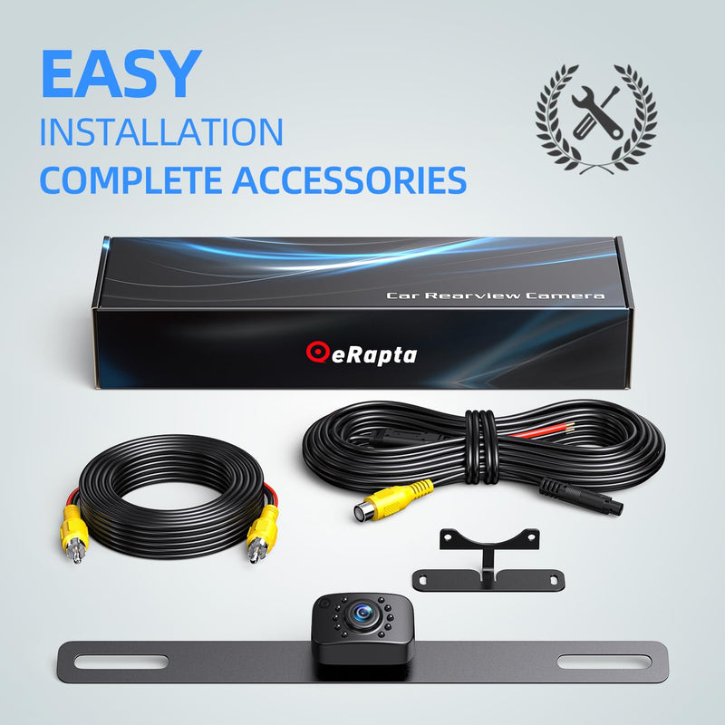 eRapta HD 1080P Backup Camera,AHD Compatible,License Plate Rear View Camera for Car,Metal Housing,IP69 Waterproof Rearview Universal Reverse Cam Kit for Vehicle SUV RV Pickup,AGQT01 Dark Black