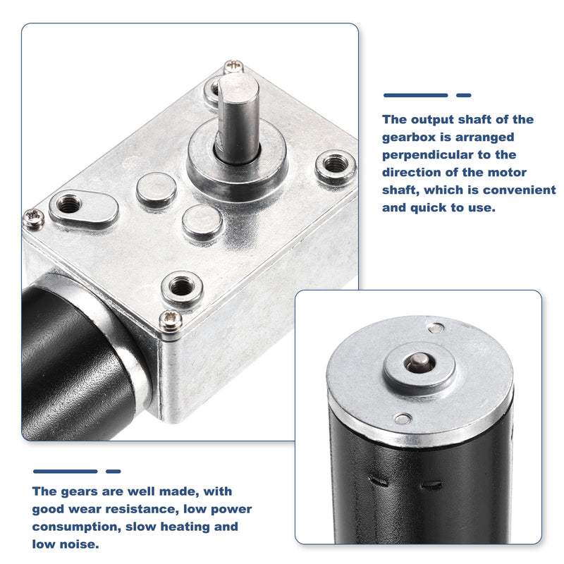 QUARKZMAN DC 24 V 200 rpm Reversible Worm Gear Motor Reducing Motor 8 mm D-Shape Shaft High Torque Gear Housing Reduction Electric Motor for Sweepers, Printers, Ovens