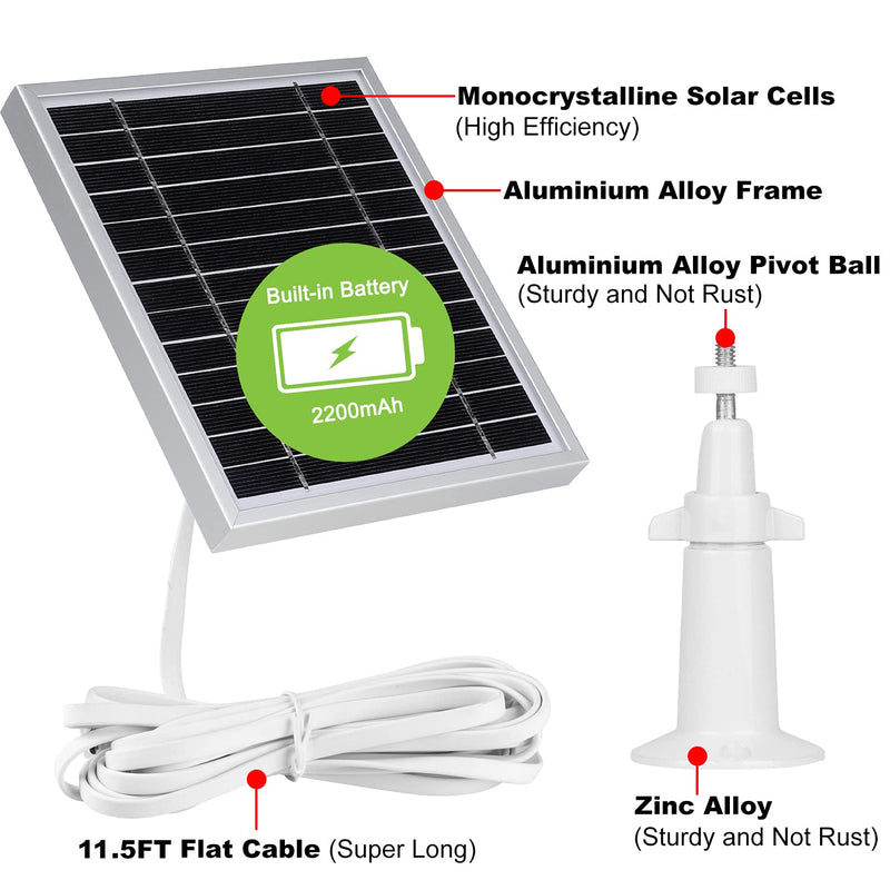 Solar Panel Compatible with SimpliSafe Outdoor Security Camera,Power Your SimpliSafe Outdoor Camera continuously, AL Alloy Frame Durable and Sturdy - Silver