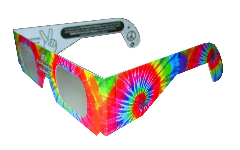 Fireworks Diffraction Prism Glasses - Trippy Tie Dye and Rave Waves Frame Designs - 50 Paper Glasses Total - See Rainbow Bursts of Color From Prismatic Lenses