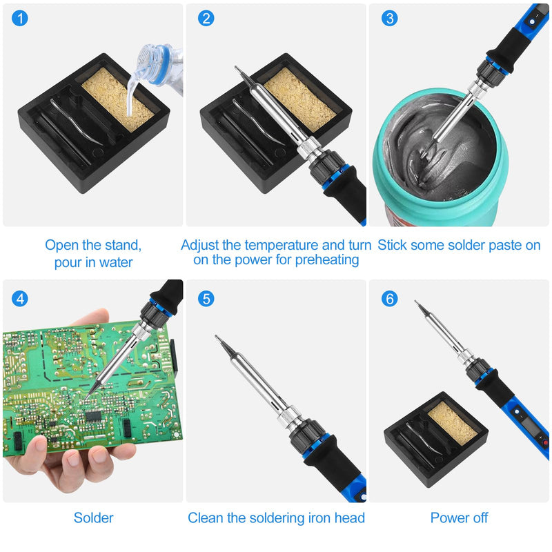 WinGluge 80 W Soldering Iron Set, Soldering Station with Temperature Adjustable 180-480 °C, Soldering Set with Soldering Wire, Soldering Iron Kit with LED Screen and 5 Soldering Tips for Hot Cutting