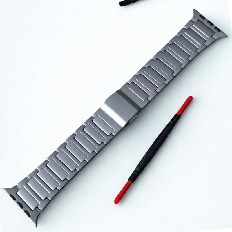 H-Link Titanium Bracelet Watch Band Compatible with Apple Watch Ultra 3/2/1 49mm/Series 10 46mm, 22mm Wide Adjustable Links with M-Clasp Buckle Connectors DLC Coating.(Modal:APT 01H)
