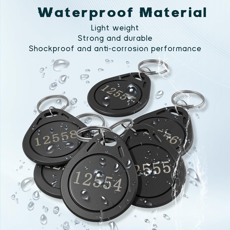 10 pcs 26 Bit Key Fobs Black RFID Keychain Writable Proximity Keychain Compatable with ISOProx 1386 1326 1346 H10301 Format Readers, Works with Vast Majority of Access Control Systems 10