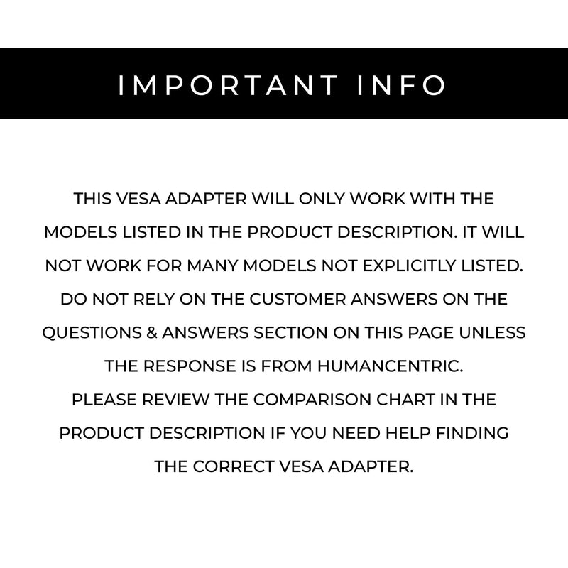 HumanCentric VESA Mount Adapter Compatible with Dell Monitors & More | Fits S2318H, S2318HN, S2318HX, S2318NX, S2319H, S2319HN, S2218H, S2319NX, S2418HN, S2418HX, S2418NX, S2419H, S2419HN, S2419NX