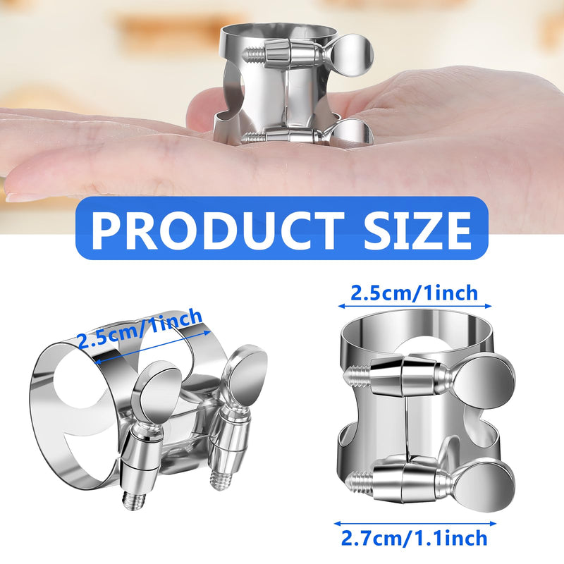 Clarinet Ligature, Bb Clarinet Mouthpiece Ligature Silver Clarinet Ligature B Flat with Adjustable Screws for Clarinet Mouthpiece Woodwinds Instrument