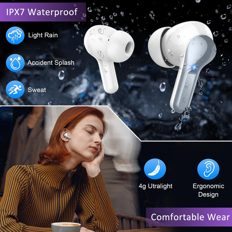 Ordtop Wireless Earbuds, Bluetooth 5.3 Headphones 2025 NEW Ear Buds 40H Bass Stereo in-Ear Earphones