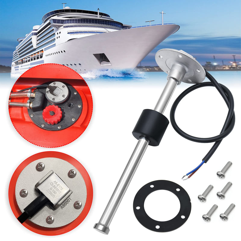Level Sensor 175 mm, 0-190 Ohm Fuel Gas Sensor, Stainless Steel Fuel Sending Unit, Water Level Indicator Sensor for Boats, 5-Hole Fuel and Water Indicator 0-190 ohms 175mm