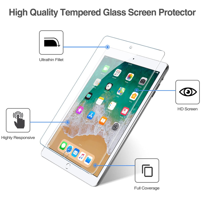 2 Pack Screen Protector for 9.7" iPad 6th 5th / iPad Pro 9.7 2016 / iPad Air 2 / iPad Air 1, Tempered Glass Film Guard for iPad 6 5 2018 2017, iPad Air 2nd 1st 2014 2013 2 Pack
