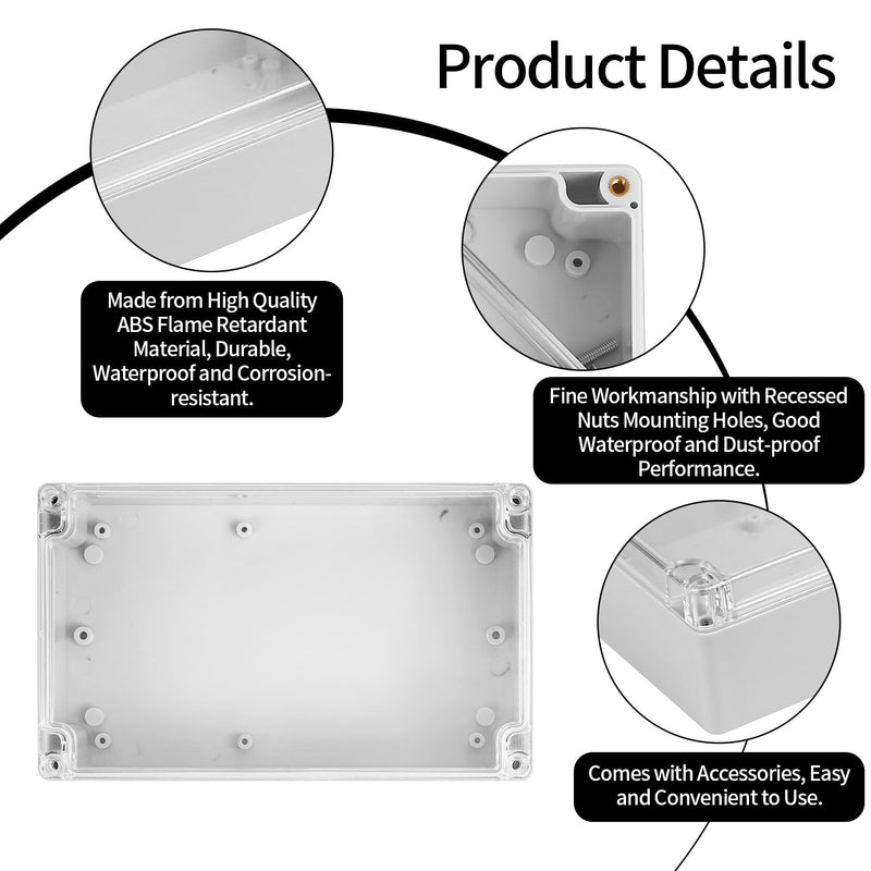 ABS Plastic Electronic Enclosure Box, Waterproof IP65 Empty Housing Plastic Housing with Clear Lid, Industrial Housing, Junction Box, Junction Box, Junction Box, Junction Box, Junction Box, 200 x 120 200*120*56