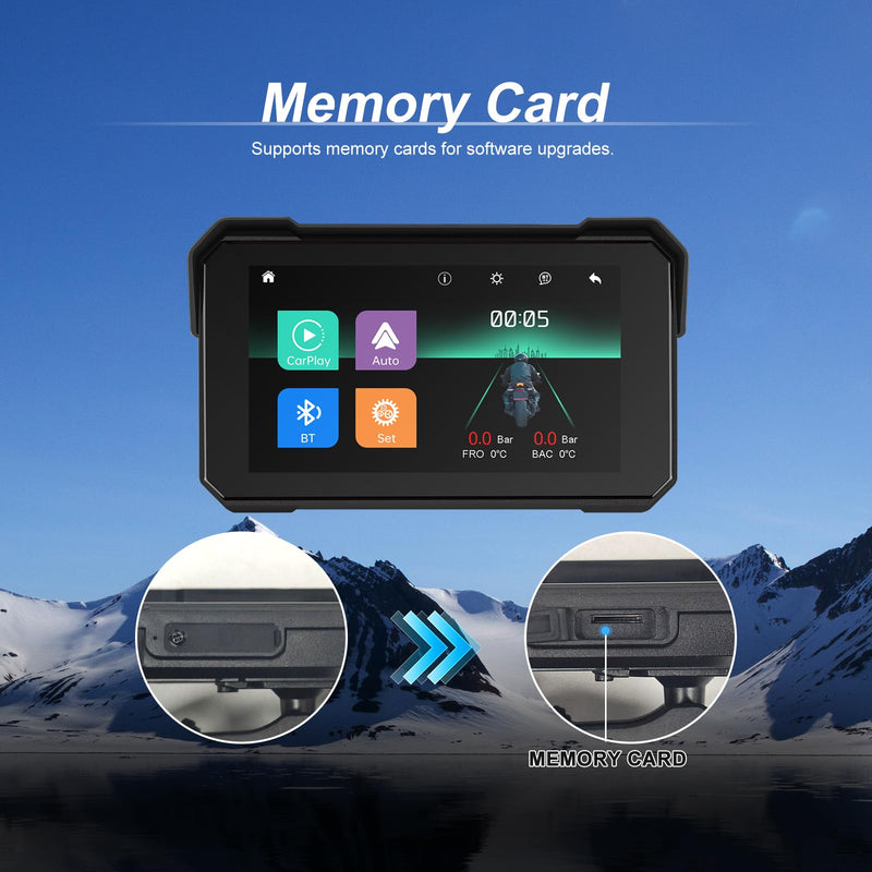 CAMECHO Wireless Motorcycle CarPlay & Android Auto 5 inch Touch Screen Waterproof Portable Moto Car Play Screen with Bluetooth, Navigation, Siri, Google Assistant for Motorbike