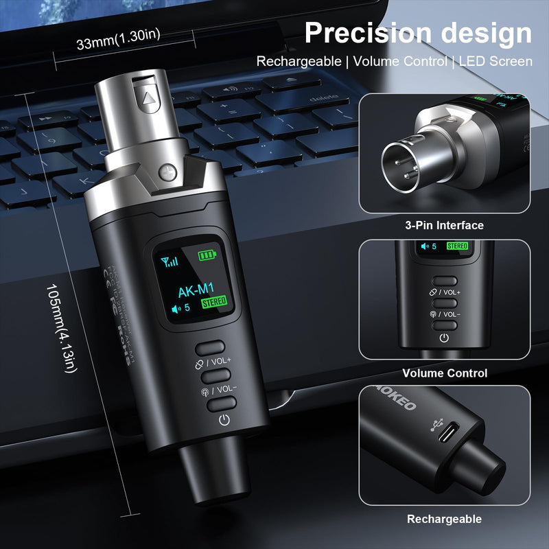 Aokeo AK-M1 XLR Bluetooth Receiver-High-Fidelity Wireless Audio Adapter,100ft Stable Connection,Stereo for Speakers,Mixers,DJ Equipment,Weddings,Parties Receiver x1