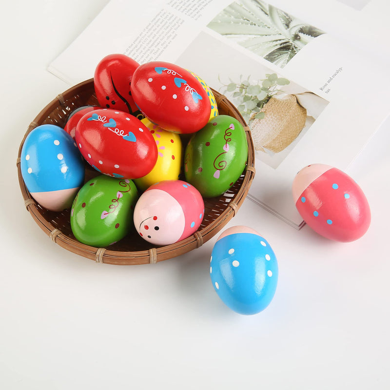 6Pcs Wooden Egg Shakers Hand Musical Maracas Percussion Instruments Multicolour 6 Pcs