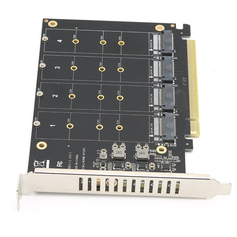 Quad M.2 NVME SSD to PCI-E 4.0 X16 Adapter, High Speed 4x32Gbps Soft Raid Card with Individual LED Indicator Support 2230 2242 2260 2280 (ph44)