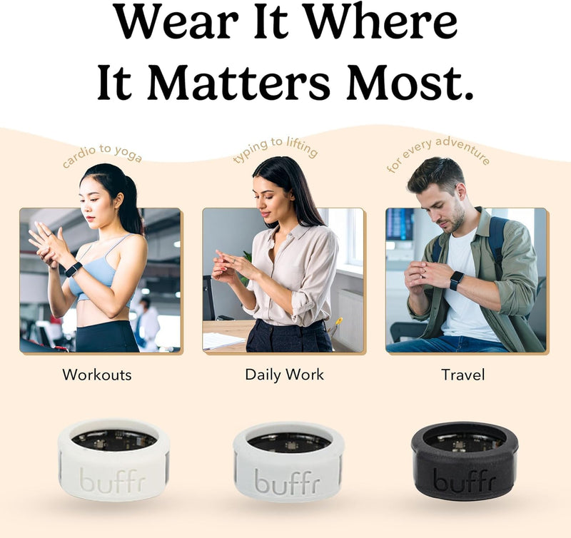 Buffr SMART Ring Protector – Neutral Silicone Ring Guards (3 Pack, Size 8) | Silicone Ring Guards Compatible w/Oura, Ultrahuman, RingConn & More – Slim Fit, Sensor-Friendly Smart Ring Cover for Workout 3Pack