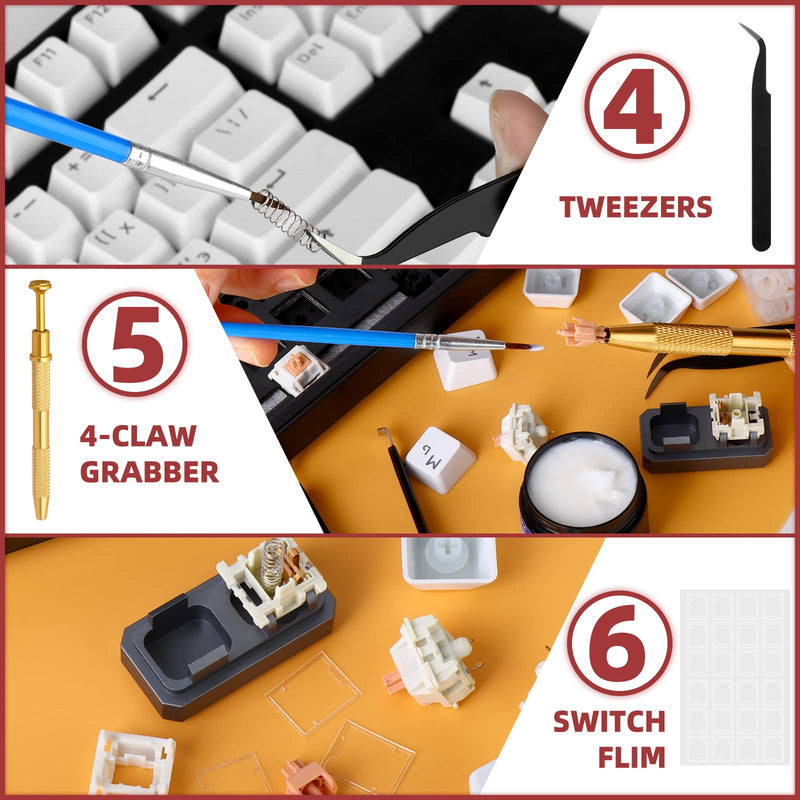 RUNJRX Keyboard Lube Kit JRX 205G0 0.53oz/15g,Keyboard Switch Pad for PCB,Switch Film for MX Kailh Gateron Switch,Keyboard Tools with Keycap Puller Tools kit-4