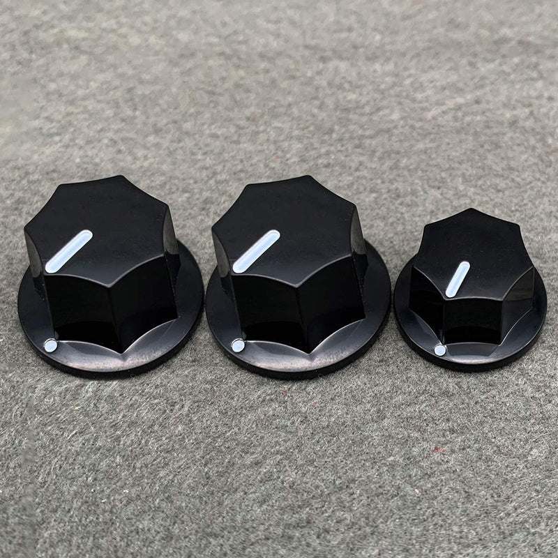 FLEOR Black Bass Guitar Knobs Plastic Volume Control Knobs 2 Big & 1 Small Size for JB Bass Parts
