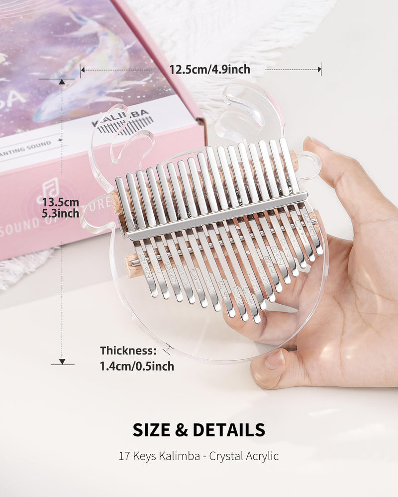 [AUSTRALIA] - LEKATO Reindeer Kalimba Thumb Piano 17 keys, Portable Crystal Acrylic Mbira Finger Piano Kits, Perfect for Kid Adults Beginners, Home & Travel 17 Keys Crystal 
