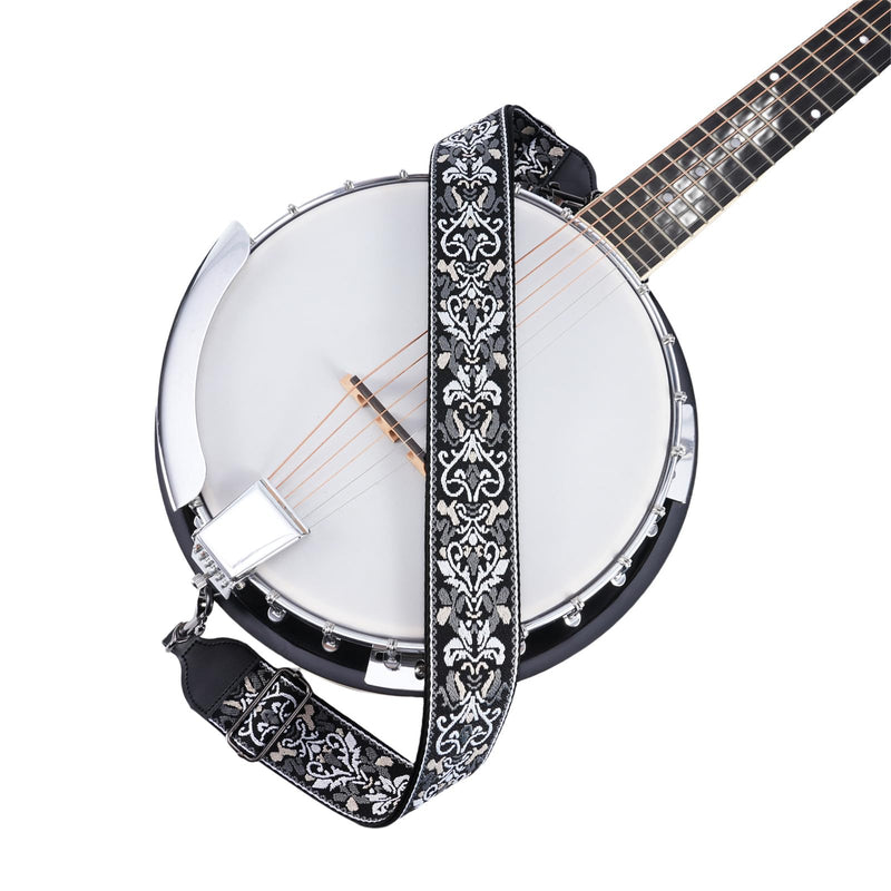 CLOUDMUSIC Banjo Strap Purse Strap Crossbody Guitar Strap For Shoulder Handbag With Gunmetal Hardware(Baroque Grey) Baroque Grey