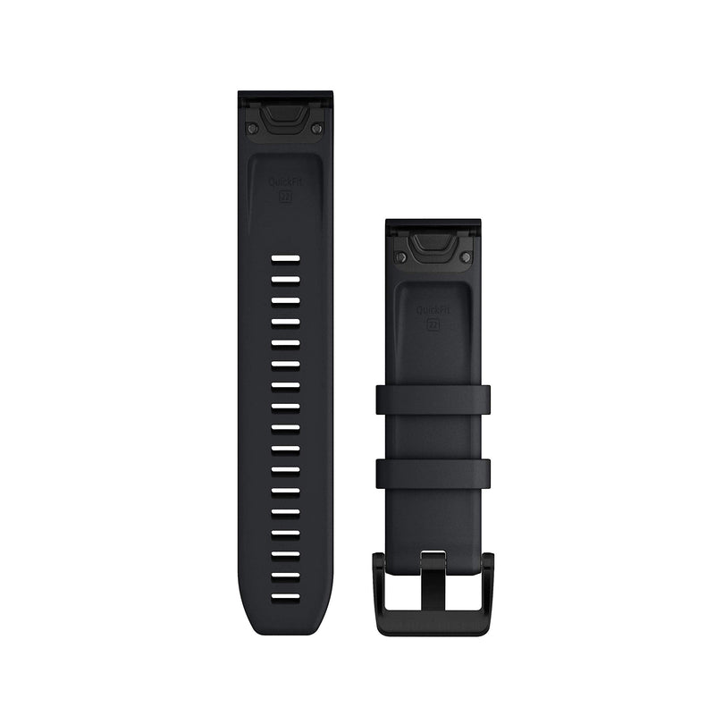 Garmin Quickfit Armband, Silikon, passend für Fenix, Epix, Instinct Serie, Forerunner 745/945/955, MARQ Serie Black with Black Stainless Steel Hardware 22mm Silicone