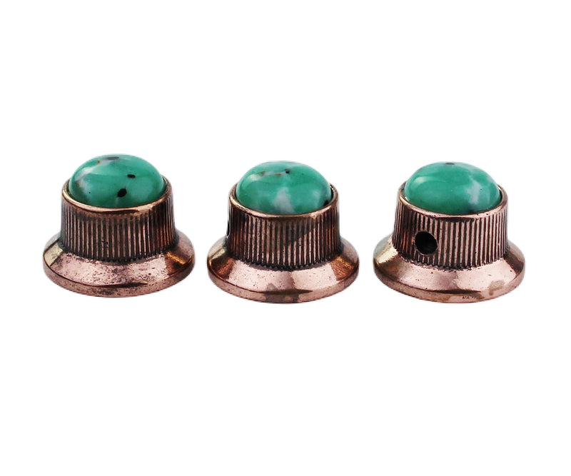 [AUSTRALIA] - Guyker Top Hat Guitar Bass Potentiometer Control Knobs with 6mm Dia. Shaft Pots - 3PCS Zinc alloy Bell Speed Tone Volume Knob Replacement Part, (Green Top, bronze) Green Top 