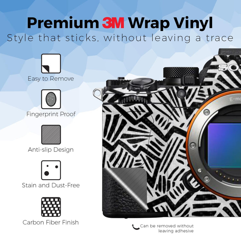 Carbon Fiber Camera Skin Compatible with Sony Alpha A7 Mark V (2025) - Abstract Black - Premium 3M Vinyl Protective Wrap Decal Cover - Easy to Apply | Crafted in the USA by MightySkins Alpha A7 Mark V (2025) Textured Carbon Fiber Finish