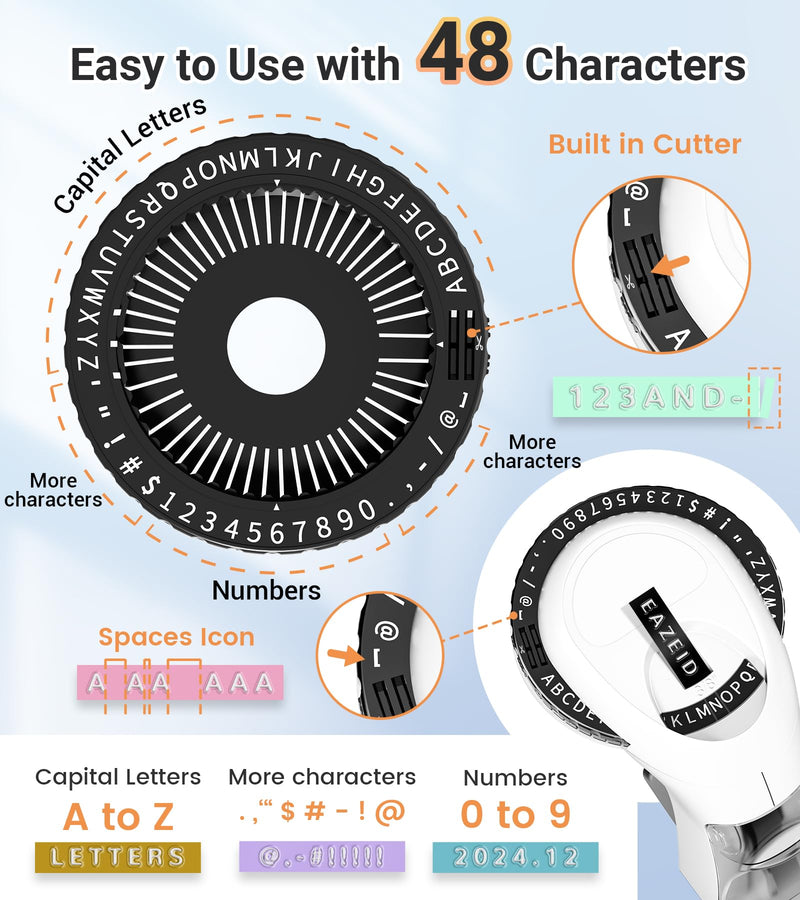 [AUSTRALIA] - Embossing Black Label Maker Machine with-Tape, Retro Embossed Label Maker Manual, Vintage 3D Emboss Labeler with 10 Rolls Macaroon Embossing Label Tapes for Home Kitchen Office School Kids 