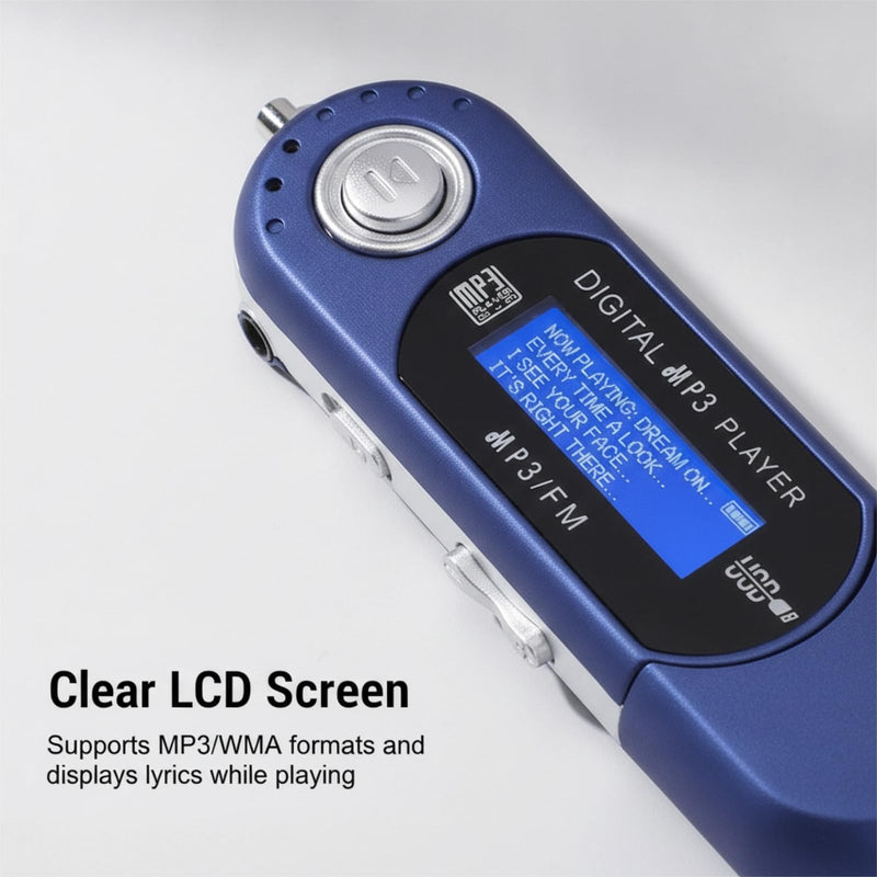 Retro USB MP3 Player, LCD Display Music Player Supports MP3 WMA Formats with Synchronized Lyrics, USB Port, Card up to 32GB Auto Shutdown, Ideal Gifts for Mate (Blue) Blue