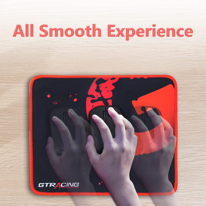 GTRACING Mouse Pad with Non-Slip Rubber Base, Premium-Textured Computer Mouse Mat with Stitched Edges, for PC, Laptop, Gaming, Office, Home, Red