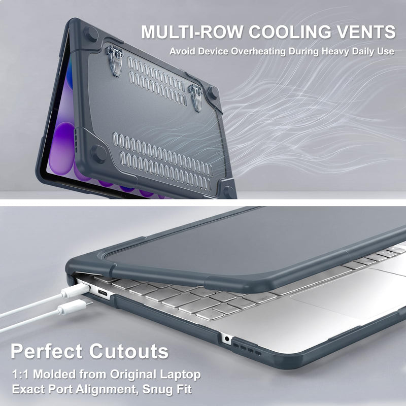 ProCase for MacBook Neo Case 13 inch 2026 Model A3404 A18 Pro -Indigo | Heavy Duty Hard Shell Protective Cover with Shockproof TPU Border & Foldable Ergonomic Kickstand, Anti-Scratch Laptop Case Indigo