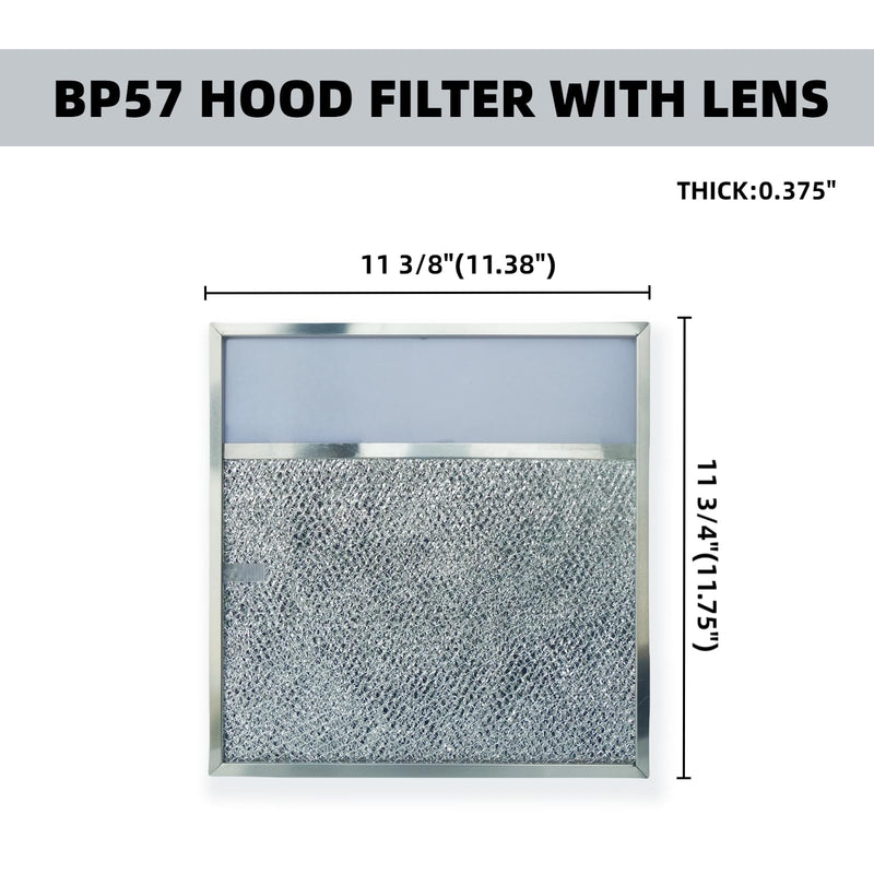 [AUSTRALIA] - BP57 Stove Hood Vent Filter with Light Lens,Kitchen Exhaust Grease Filter, Grease Air Filter 11 3/8" x 11 3/4" (1-Pack) for Broan-NuTone fit 43000 Series Range Hood 