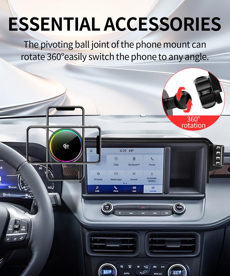 25W Car Mount Charger for Ford Maverick 2022-2024 8-Inch Screen | 2022-2024 Ford Maverick Qi2.2 25W MagSafe Fast Charging Cell Phone Holder Accessories,with Cooling Fan＆54W Fast Adapter Magsafe+Qi2 25W Fast Charging