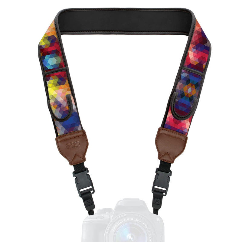 USA Gear Camera Sleeve (Geometric) + Camera Neck Strap (Geometric) - Bundle