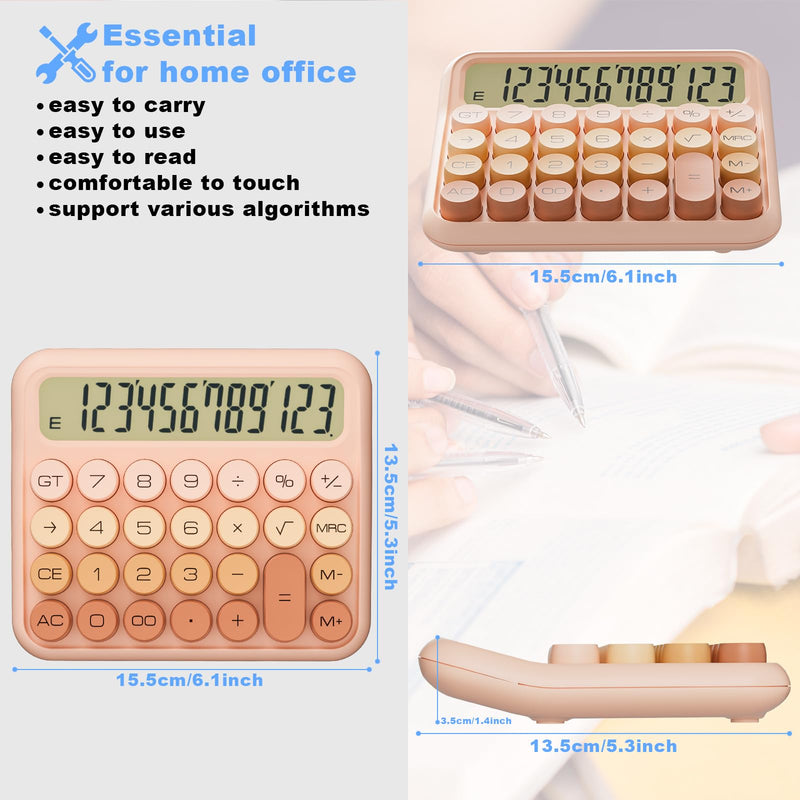 [AUSTRALIA] - Mechanical Calculator 12 Digit Extra Large 5-Inch LCD Display, DECKLIT Battery Desk Calculator, Big Buttons Easy to Press Office Calculators Desktop, 15°Tilt Screen for Kids Calculator(Gradient Pink) Gradient Pink 