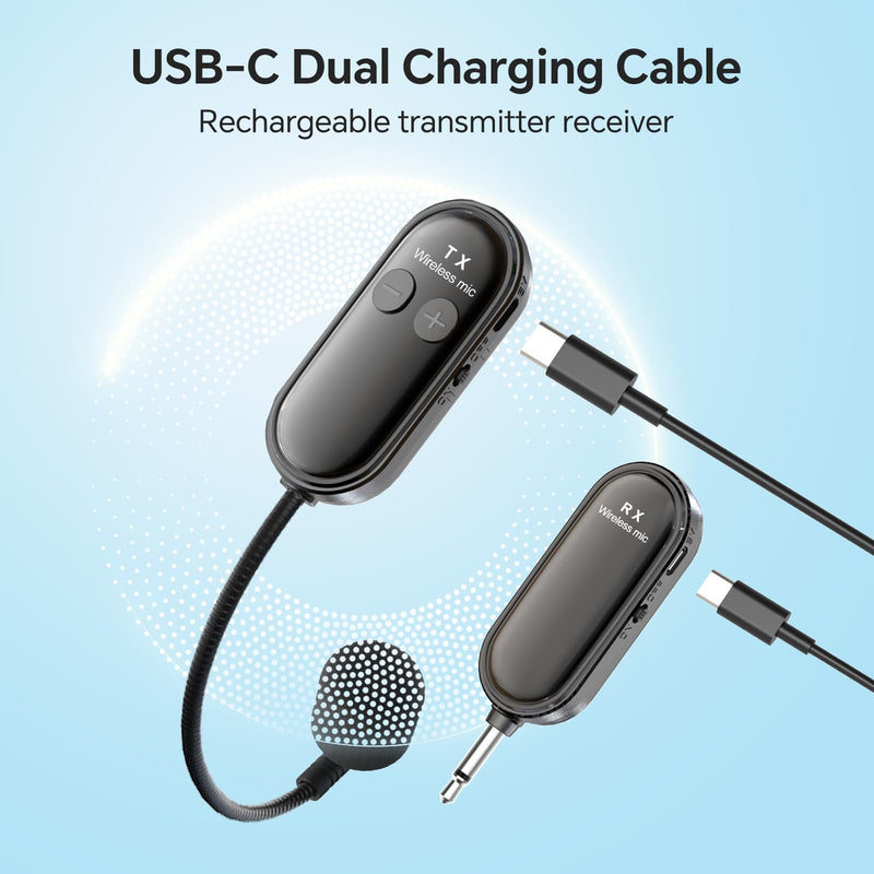 XIAOKOA Wireless Microphone Headset, 2.4G Head Microphones System, USB-C Charging, 100 Feet Range, for Teaching Fitness Instructor Tour Guide