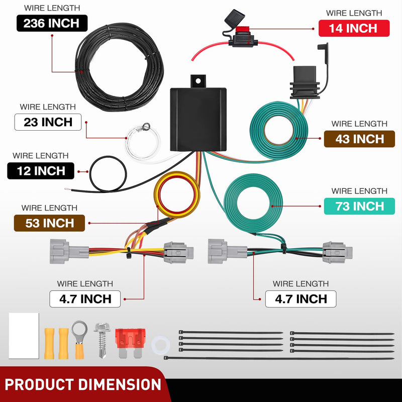 Nilight 4 Pin Trailer Wiring Harness Kit 56459 | Vehicle Standard 4 Way Connector Custom for 2021 2022 2023 2024 2025 Nissan Rogue Simple Fit Tow Hitch Harness 2021-2024 Nissan Rogue