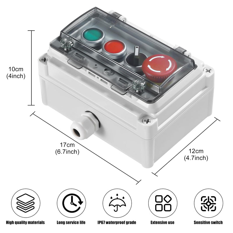 [AUSTRALIA] - Push Button Switch IP67 Outdoor Waterproof Button Switch Box Emergency Stop Button Switch,Red/Green Instantaneous Button Switch and Selection Switch with Protective Cover Anti-Misoperation Switch 