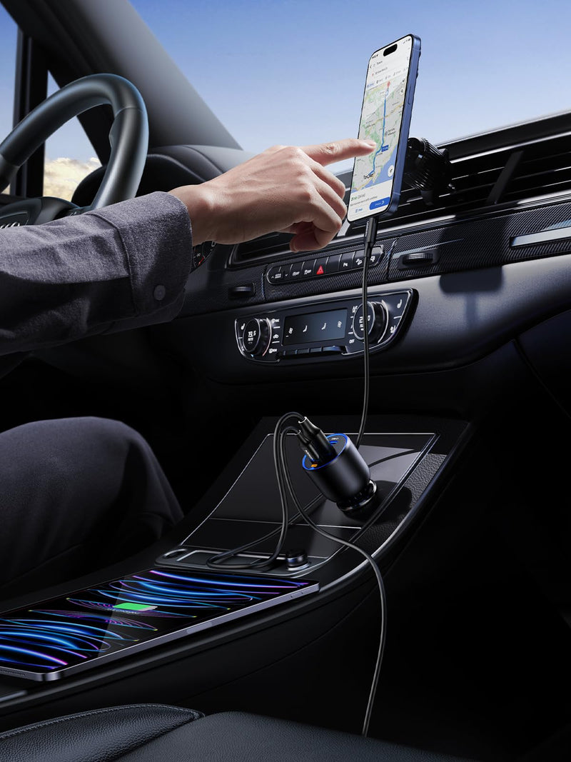 [AUSTRALIA] - UGREEN 130W USB C Car Charger, Type C Car Charger Adapter, Fast Charging Car Charger Compatible with iPhone 16 16 Plus 16 Pro 16 Pro Max 15 14 13 12, Galaxy S24 S23 Ultra, iPad, MacBook, and More 