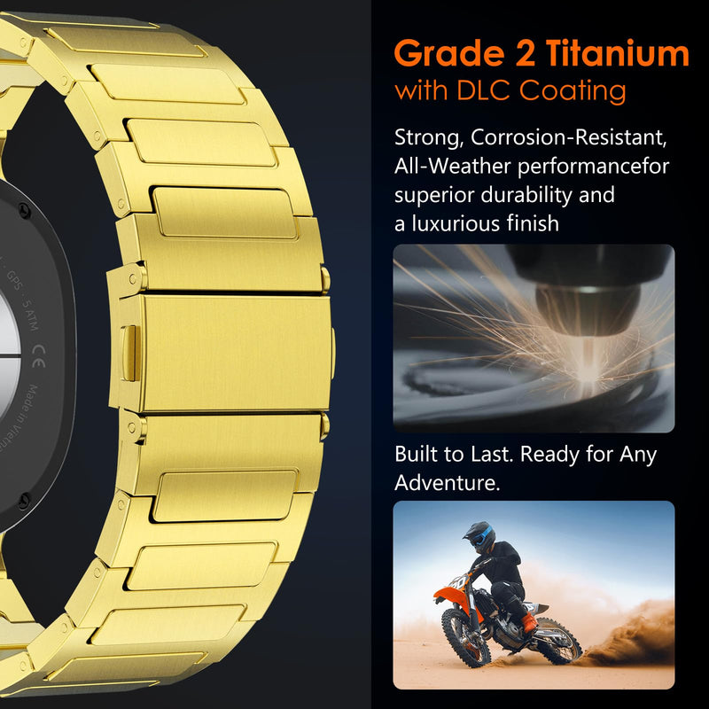 NewWays Grade 2 Titanium Link Bracelet for Samsung Galaxy Watch 9 8/8 Classic Band for Men Gold Galaxy Watch 8 40mm 44mm/ 8 Classic 46mm