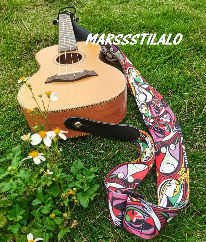 2" Unique Design Durable Classic Paiting Printed Silkly-Like Polyster Folk Acoustic Guitar Electric Bass Strap