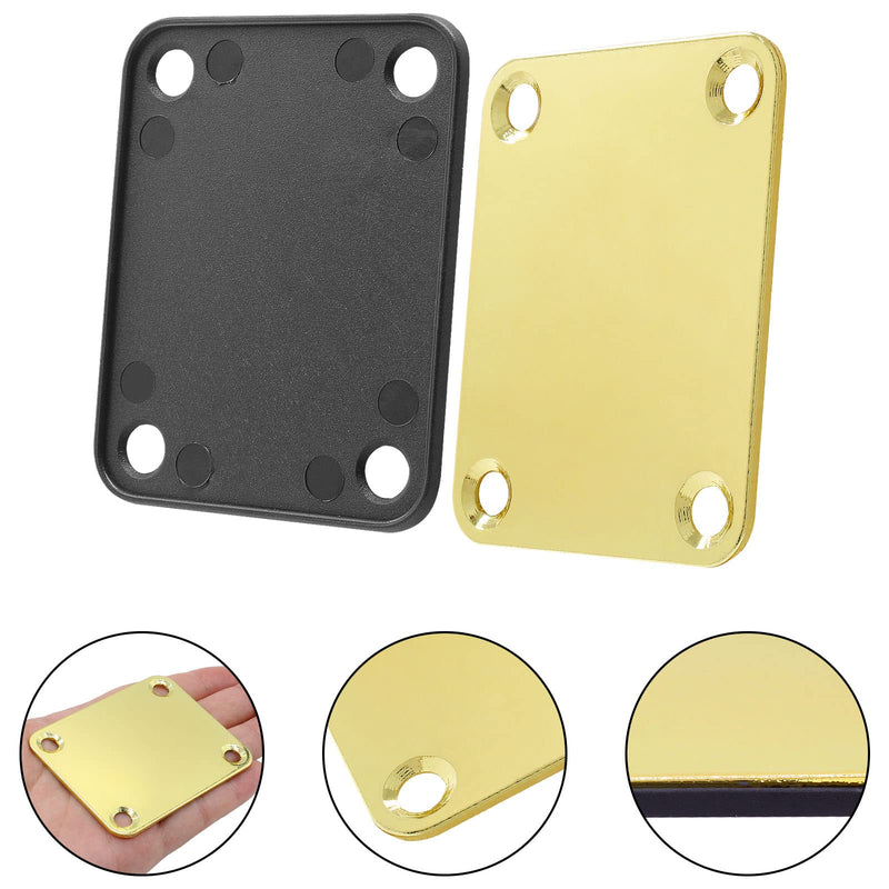 Gold Bass Guitar Neck Plate Replacement with Mounting Screws, Metal Neckplate Telecaster Neck Shim Electric Guitar Hardware Parts for Jazz Acoustic Stratocaster Gold