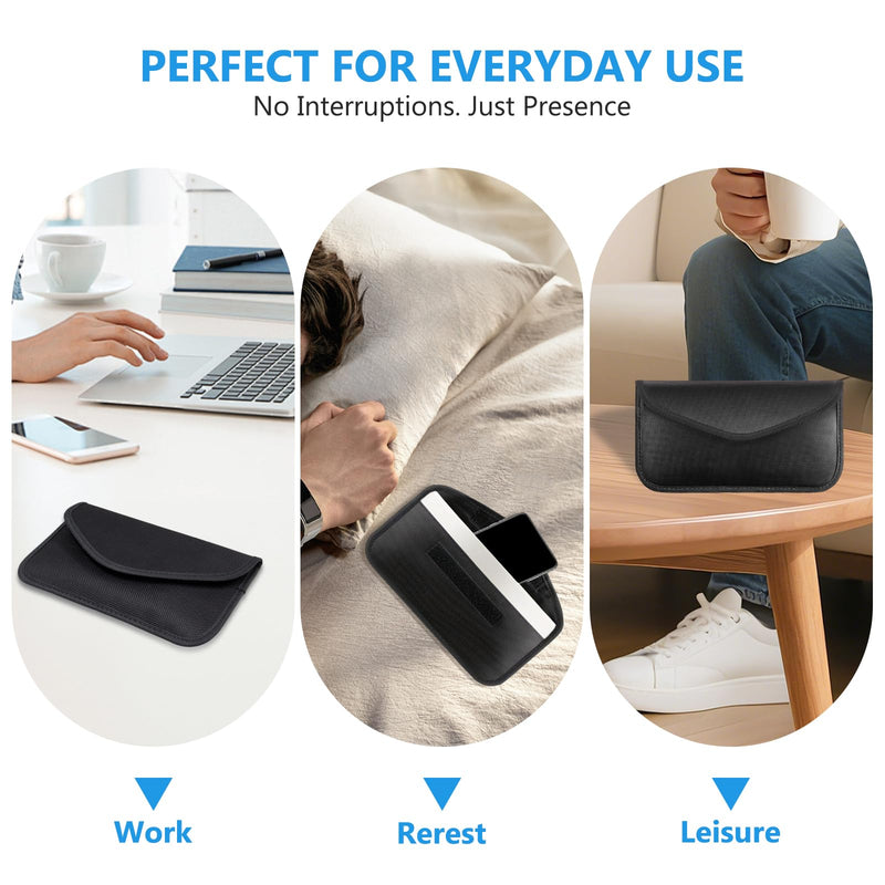 TENOC Faraday Bag for Cell Phones and Car Keys, RFID Signal Blocking Pouch, Anti-Theft Keyless Entry Protector, Privacy Security Sleeve Case for Men Women, Black